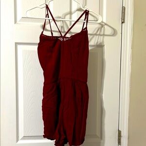 Chic Red Spaghetti Strap Romper